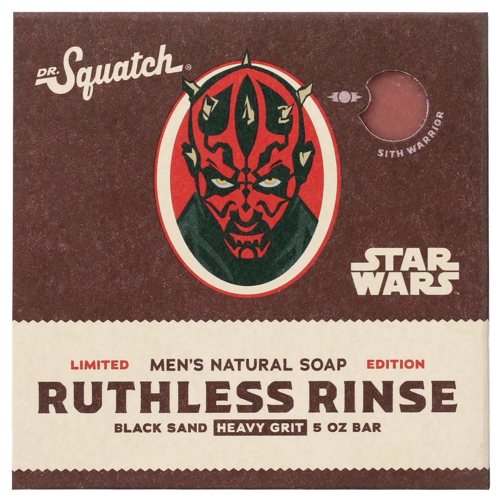 Dr Squatch RUTHLESS RINSE Darth Maul Star Wars Mens 5oz Bar Soap Heavy Grit