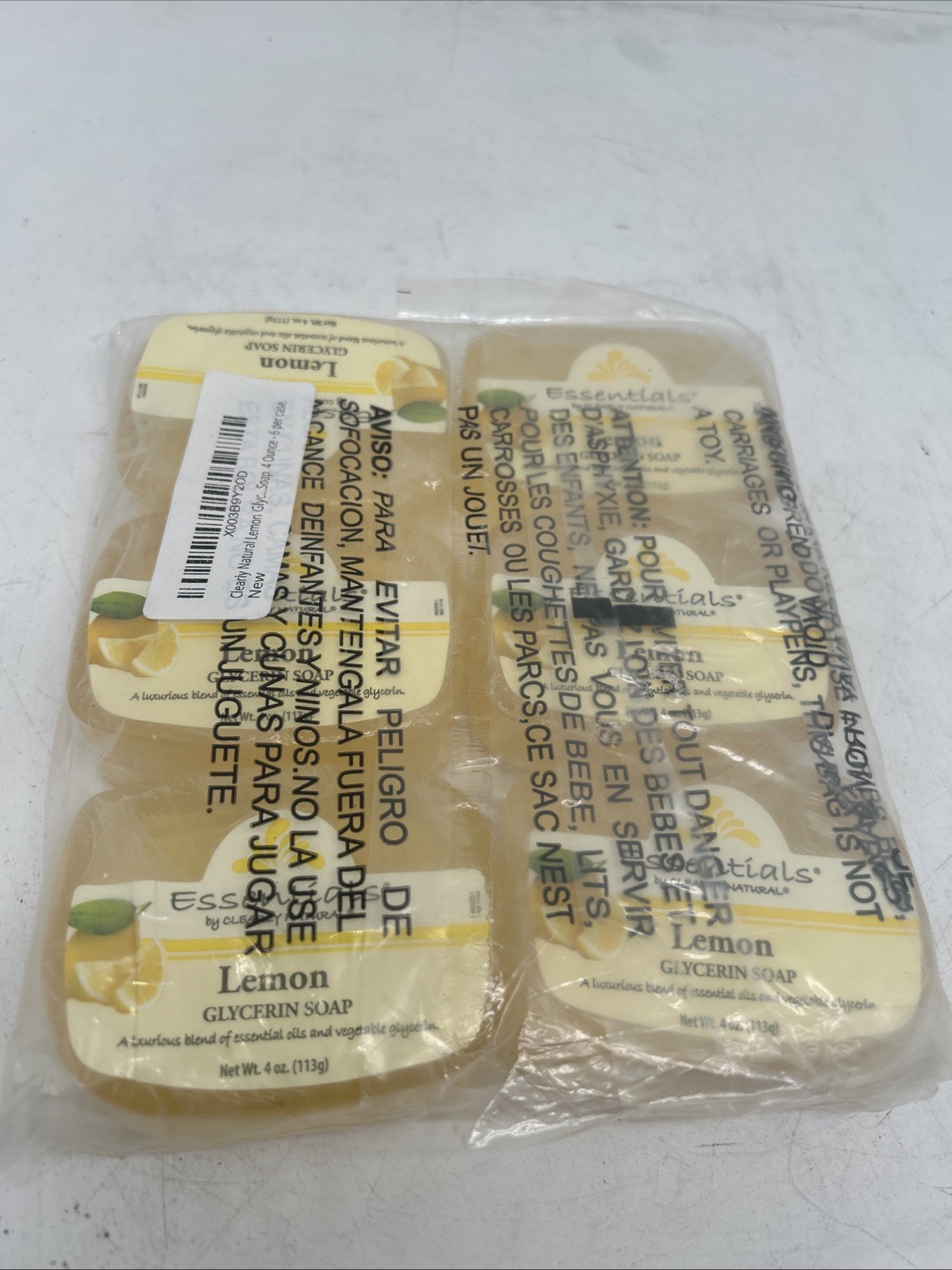 (6) Essentials Glycerin Bar Soap, Lemon, 4-Ounce C1
