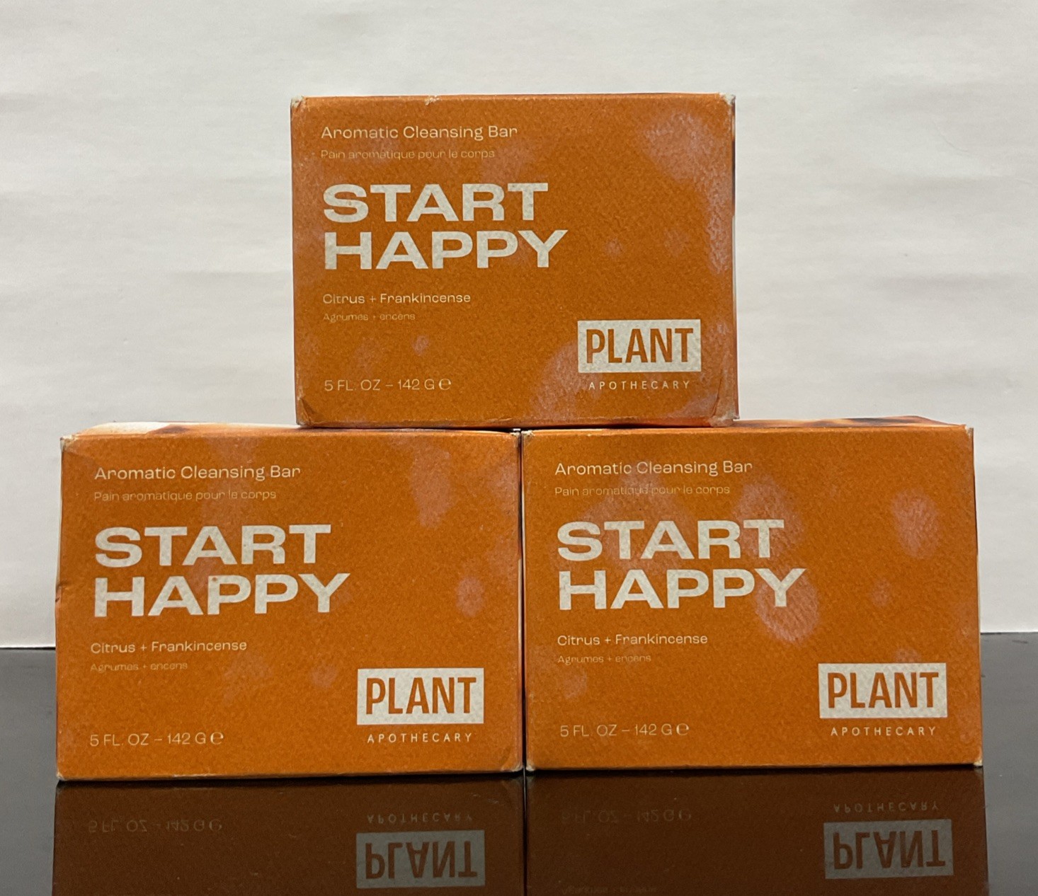 Lot Of 3 Start Happy Aromatic Cleansing Bar Citrus + Frankincense 5 Oz Each.
