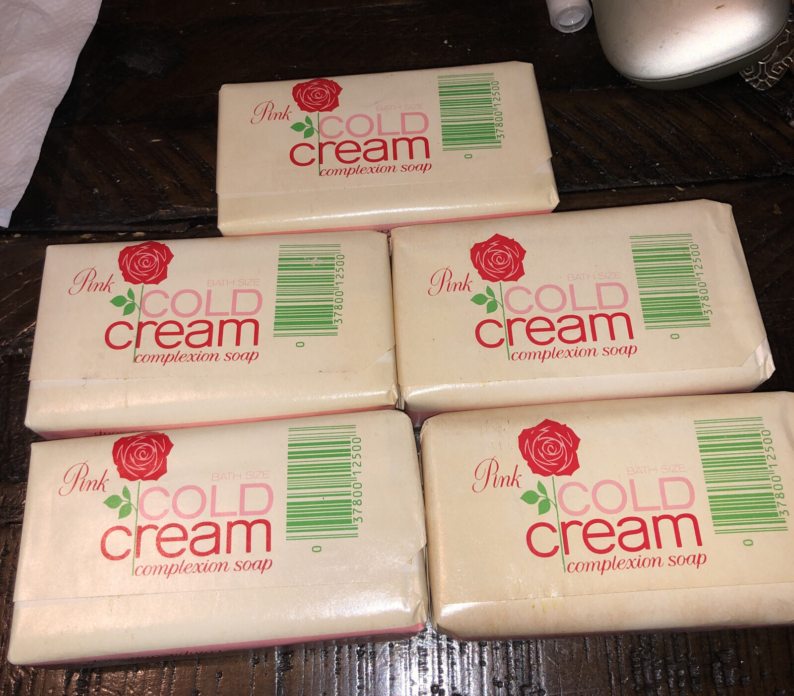 Vintage White King Pink Cold Cream Complexion Soap NOS Bathroom #5