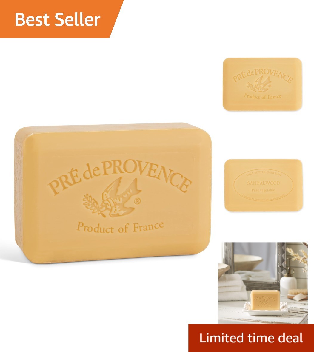 Artisanal 8.8oz Sandalwood Soap Bar with Organic Shea Butter – Natural Luxury