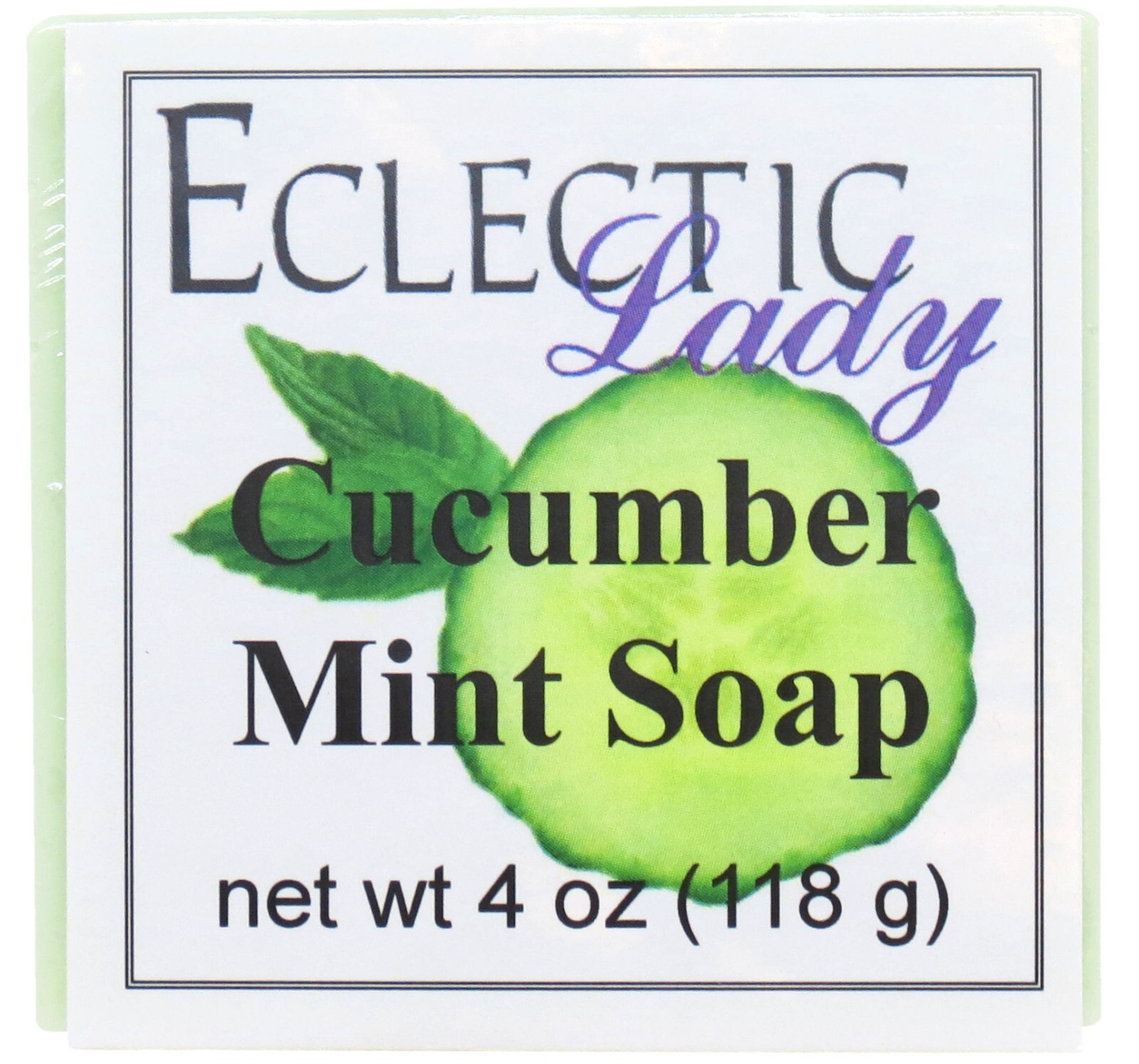 Cucumber Mint Glycerin Soap by Eclectic Lady, 4 oz Bar