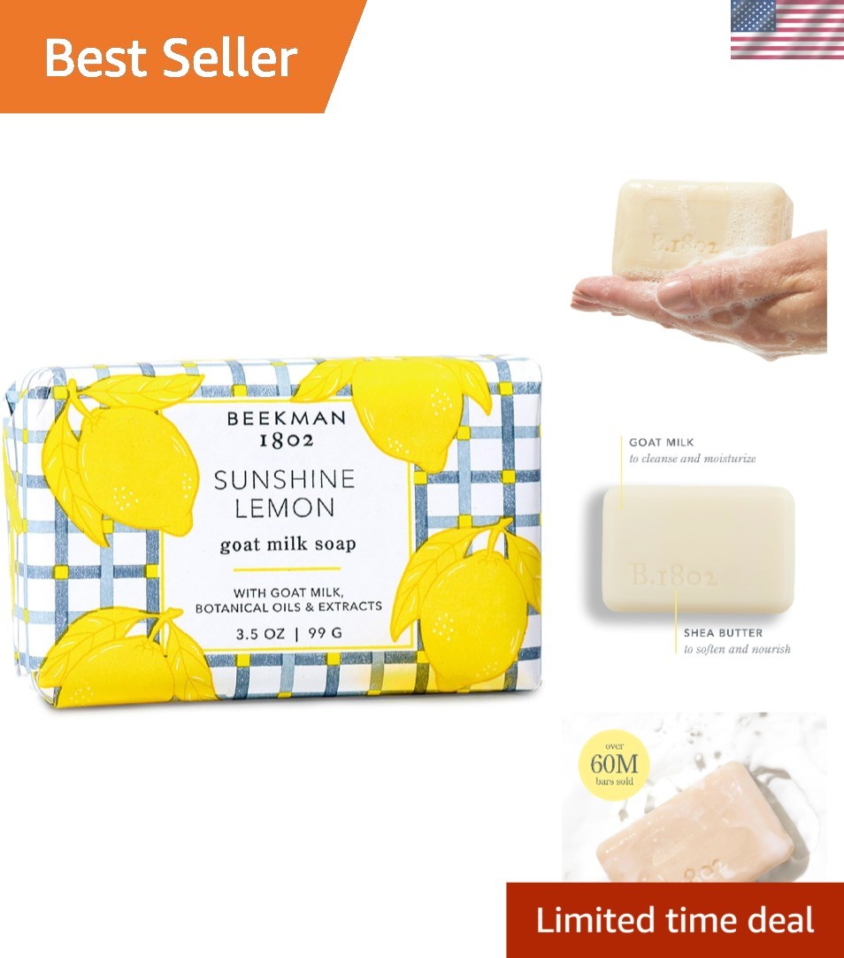 Nourishing Goat Milk Soap Bar for Sensitive Skin – 3.5 oz Sunshine Lemon