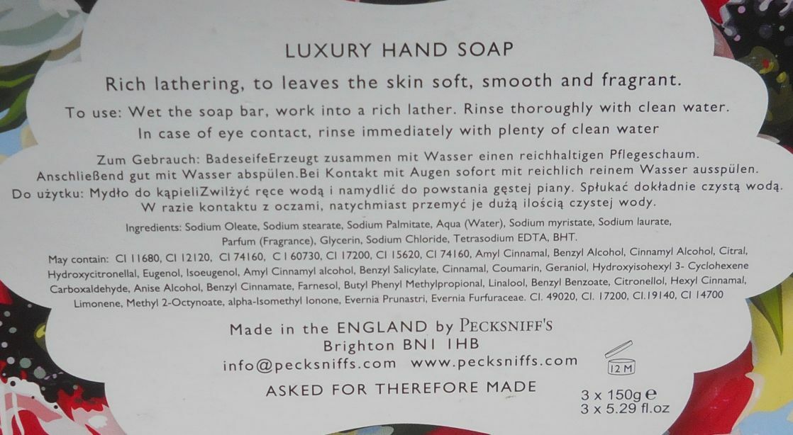 Pecksniff’s England Chintz Peony and Poppy Luxury Hand Soap Boxed Set 3 Bars