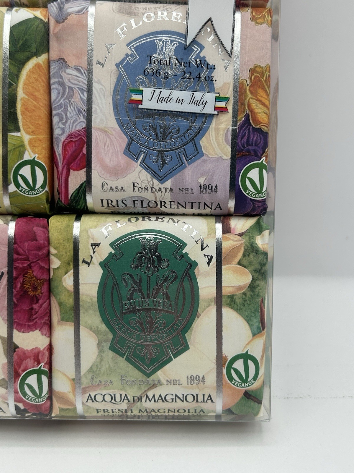 6 Pack La Florentina Bar Soap Peony Lavender Magnolia Iris Pomegranate Orange