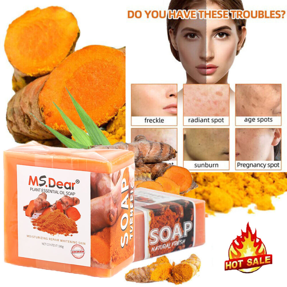 5/1x Tumeric Soap Skin Whitening Dark Spots lightening Acne Brightening Turmeric
