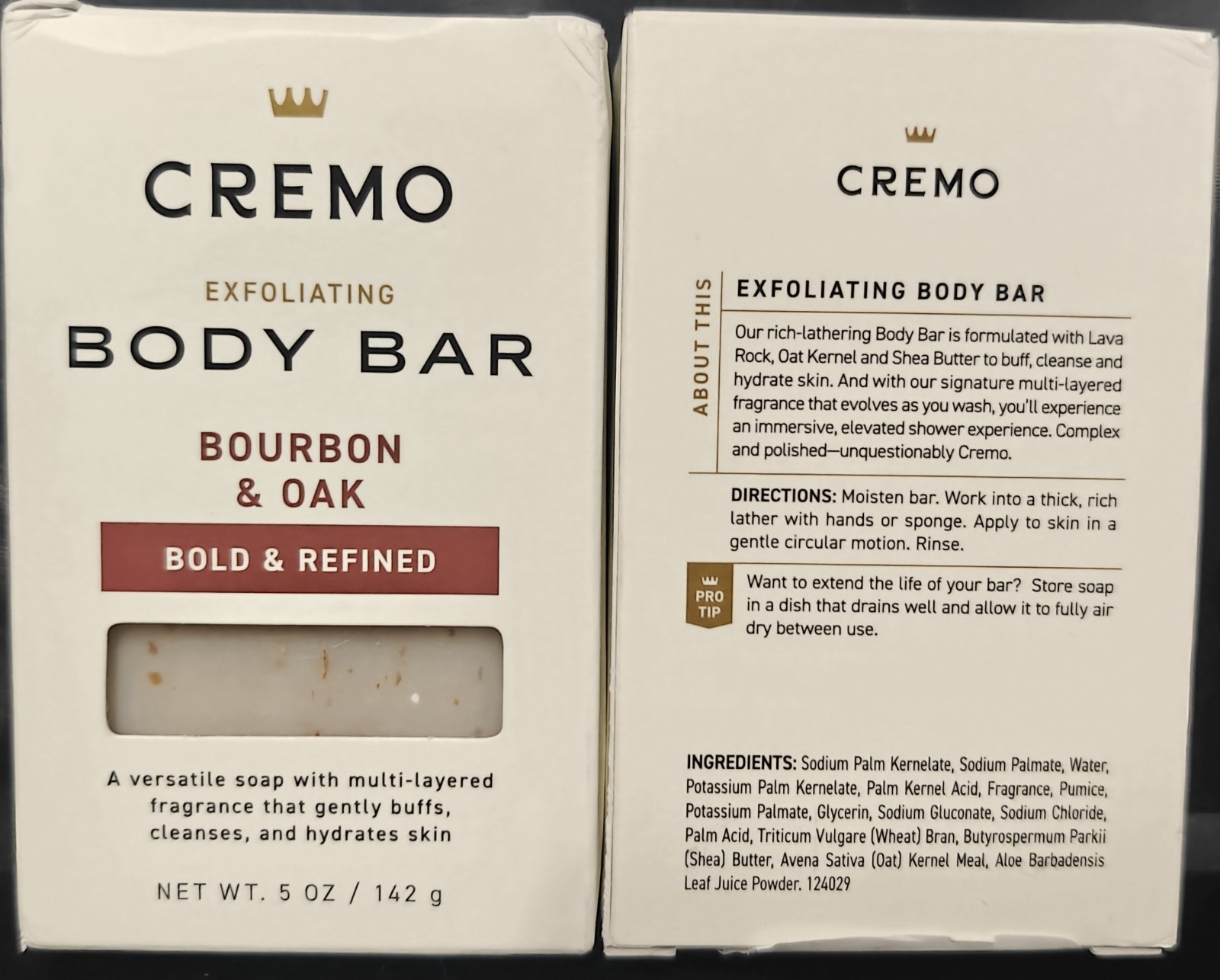 Cremo Bourbon & Oak Exfoliating Body Bar Soap 5oz Lot Of 2