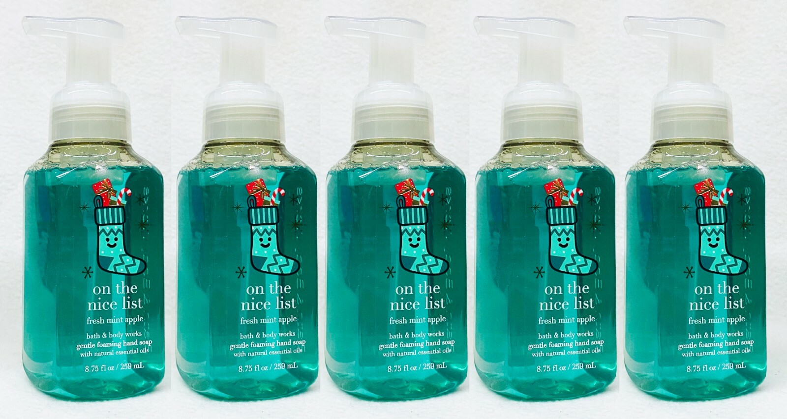 5 Bath & Body Works FRESH MINT APPLE Gentle Foaming Hand Soap Wash 8.75 oz