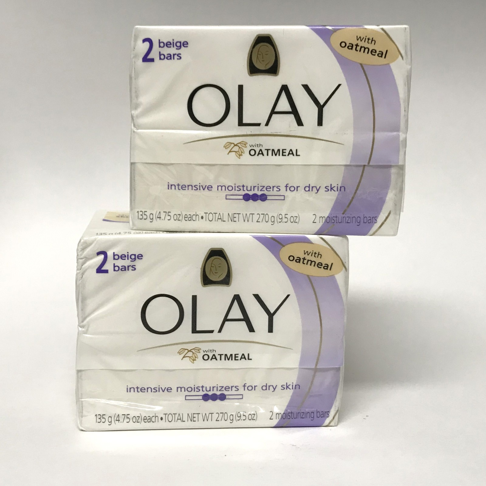 LOT of 2X Olay w/OATMEAL Moisturizing Bath Bar Soap, 4.75oz 2ct PACK | HTF | NOS