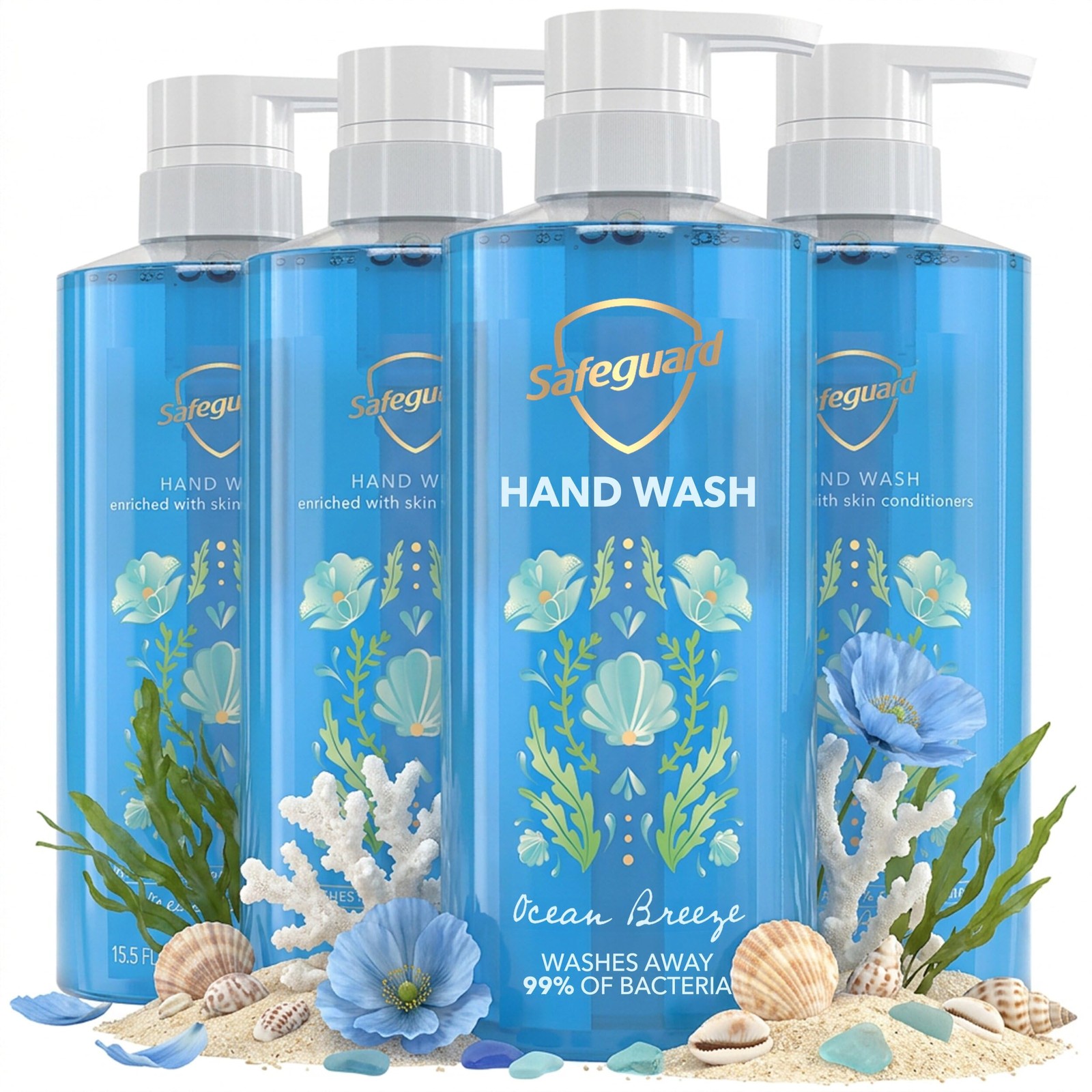 Safeguard Liquid Hand Soap, Micellar Deep 15.5 Fl Oz (Pack of 4), Blue