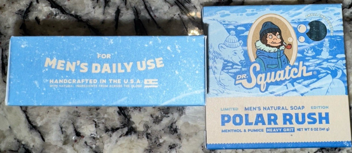 Dr. Squatch Natural Soap Polar Rush Heavy Grit 5oz Menthol Pumice Lot Of 2