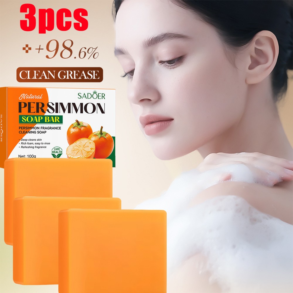 3PCS Daily Bath Persimmon Soap Gentle Cleansing Odor Removal Skin Care Soap