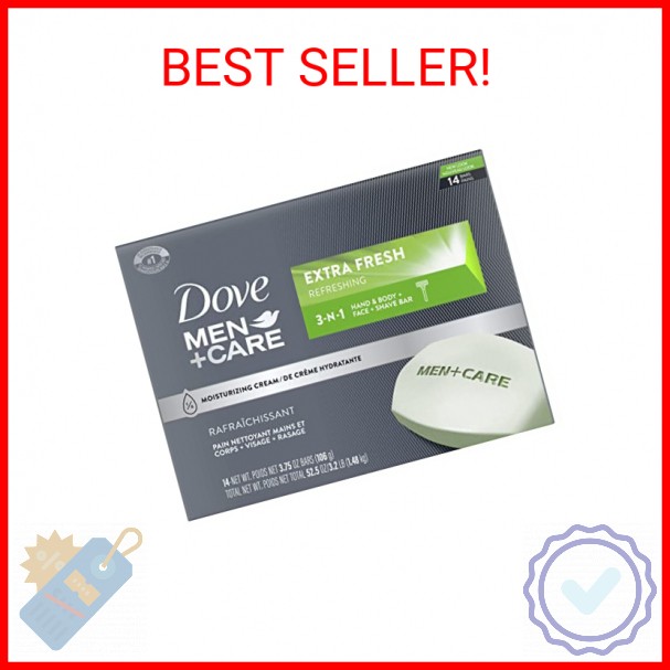Dove Men+Care Bar 3 in 1 Cleanser for Body, Face, and Shaving Extra Fresh 14 Bar