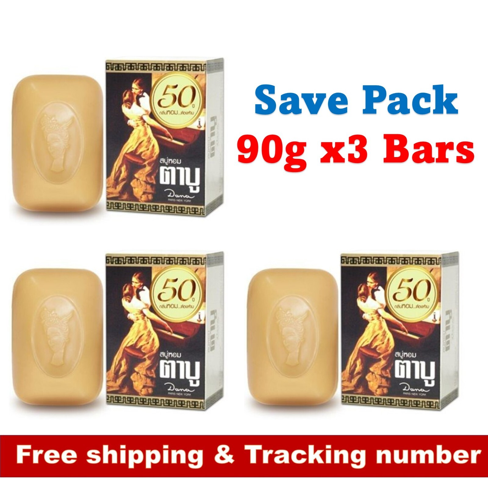 3 X Tabu Body Perfumed Soap Fresh Scent Long-Lasting Nourish Skin 90g