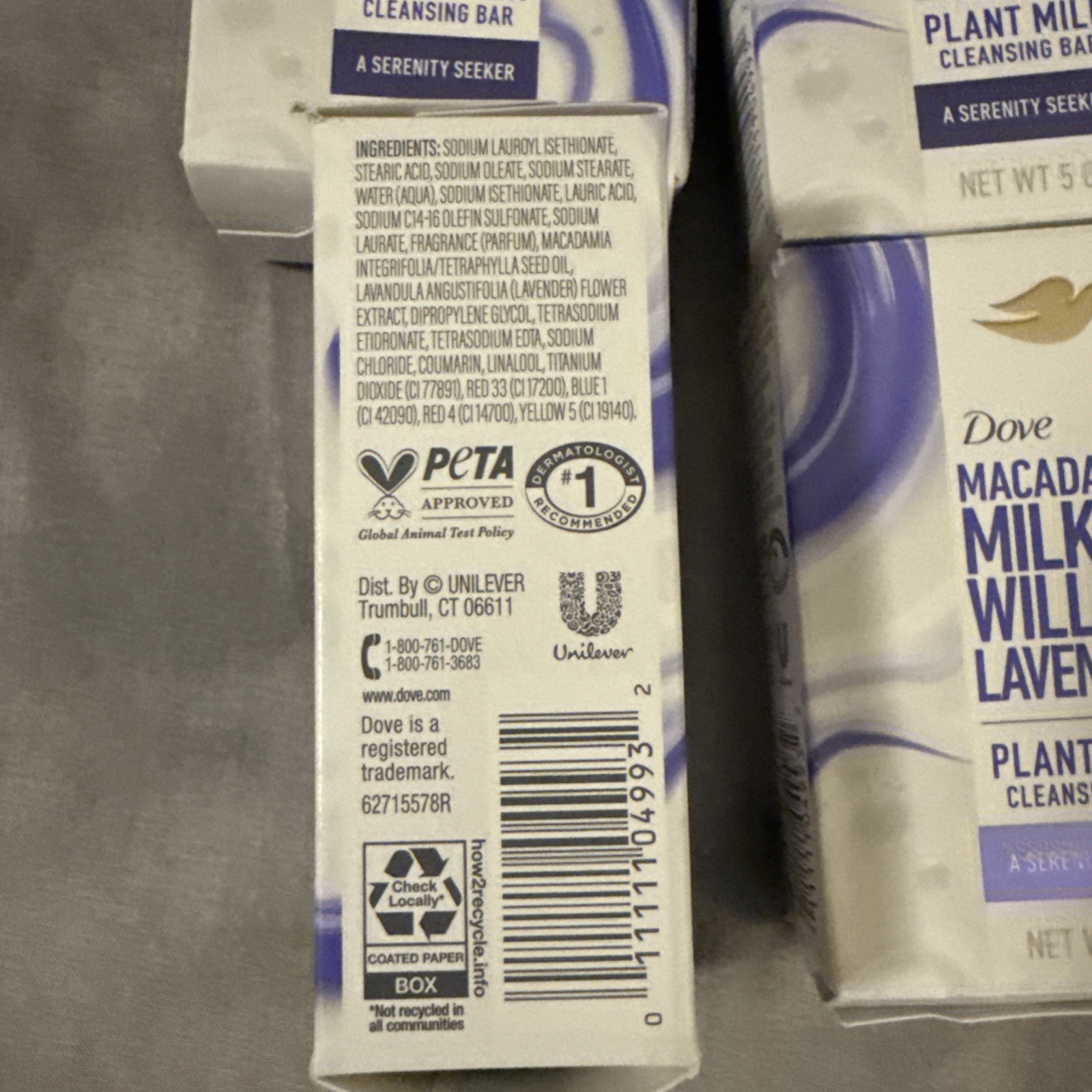 4 Pk Dove Plant Milk Macadamia Milk & Willow Lavender Cleansing Bar Soap 5 oz