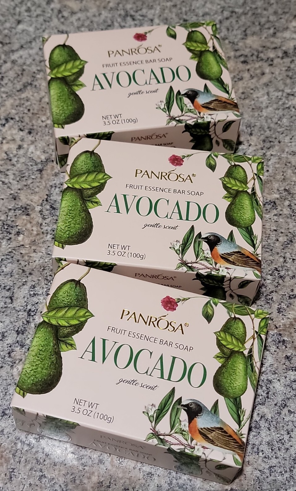 3 bars Panrosa Avocado Gently Scent Fruit Essence Bar Soap 3.5oz