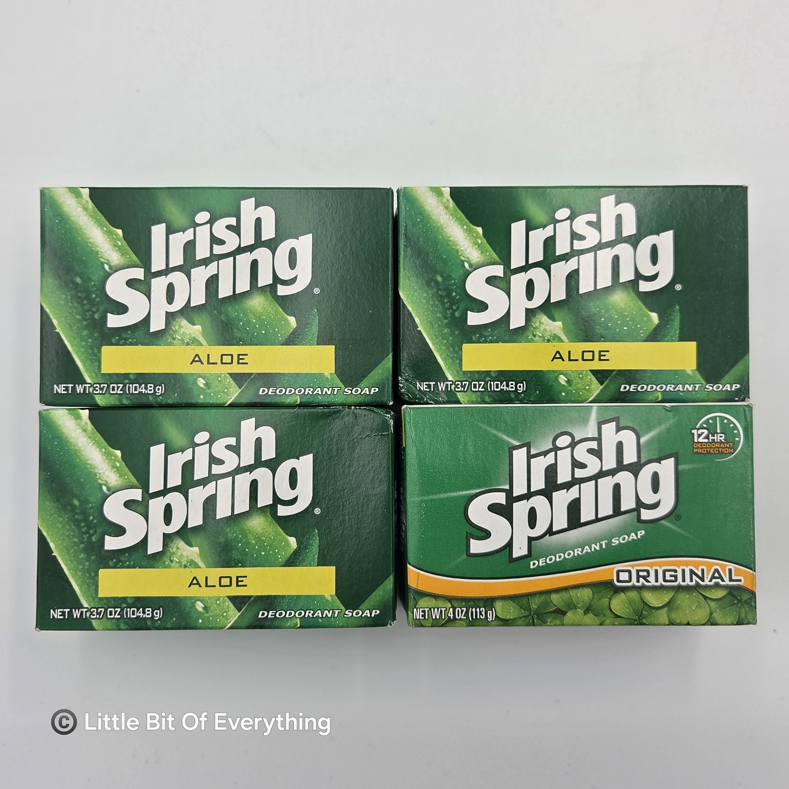 Irish Spring Deodorant Aloe (& Original) Bar Soap 4 Bars 3.75 Oz Bath Size – NOS