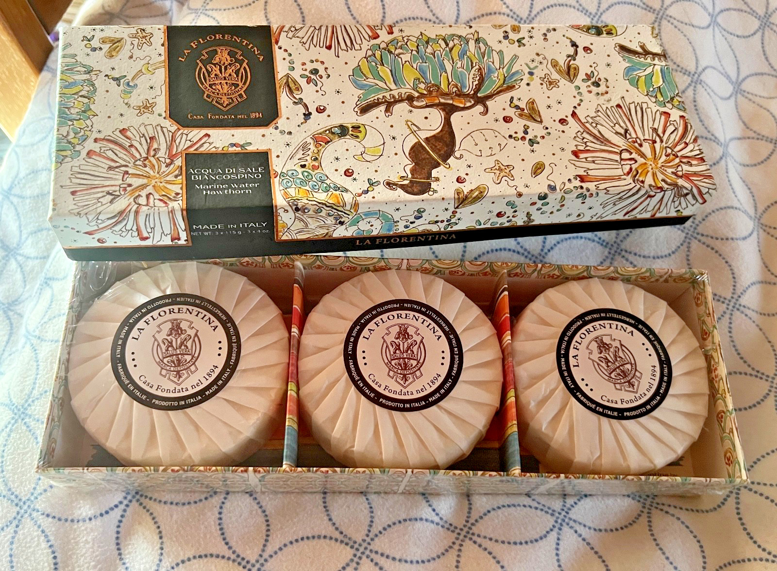 Giardino Segreto La Florentina Set Of 3 Soaps Marine Water Hawthorne – Italy 4oz