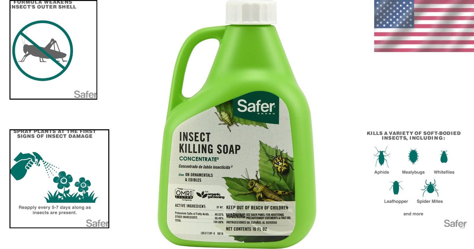 All-Natural 16 oz Insecticidal Soap Spray – Targets Aphids, Mites & Whiteflies