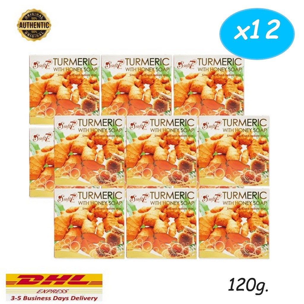 12x Soft7 TURMERIC WITH HONEY SOAP 120g. by K.Brothers Natural Herbal Skin Care