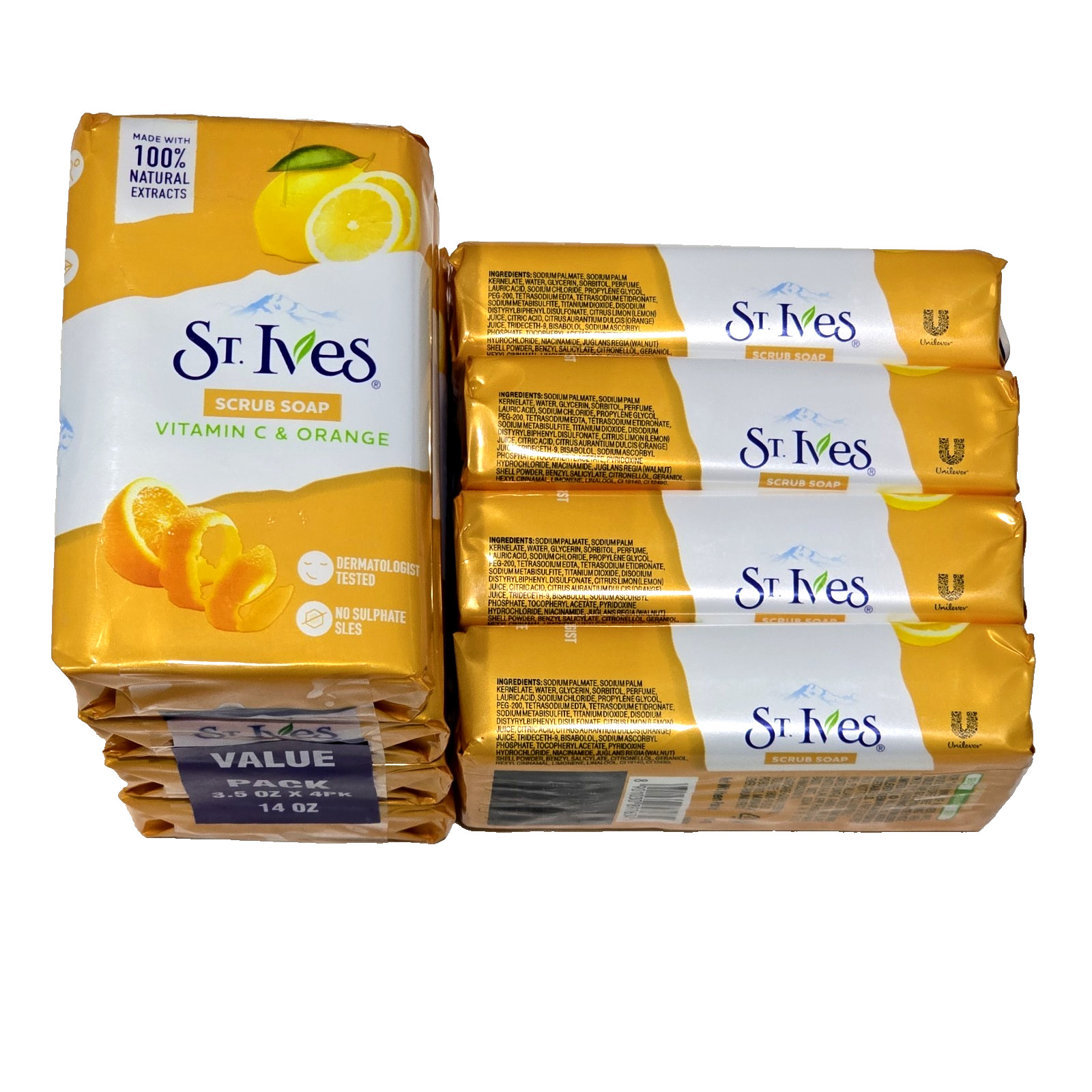 2 Packs 8 Bars Total St. Ives Scrub Soap Vitamin C & Orange