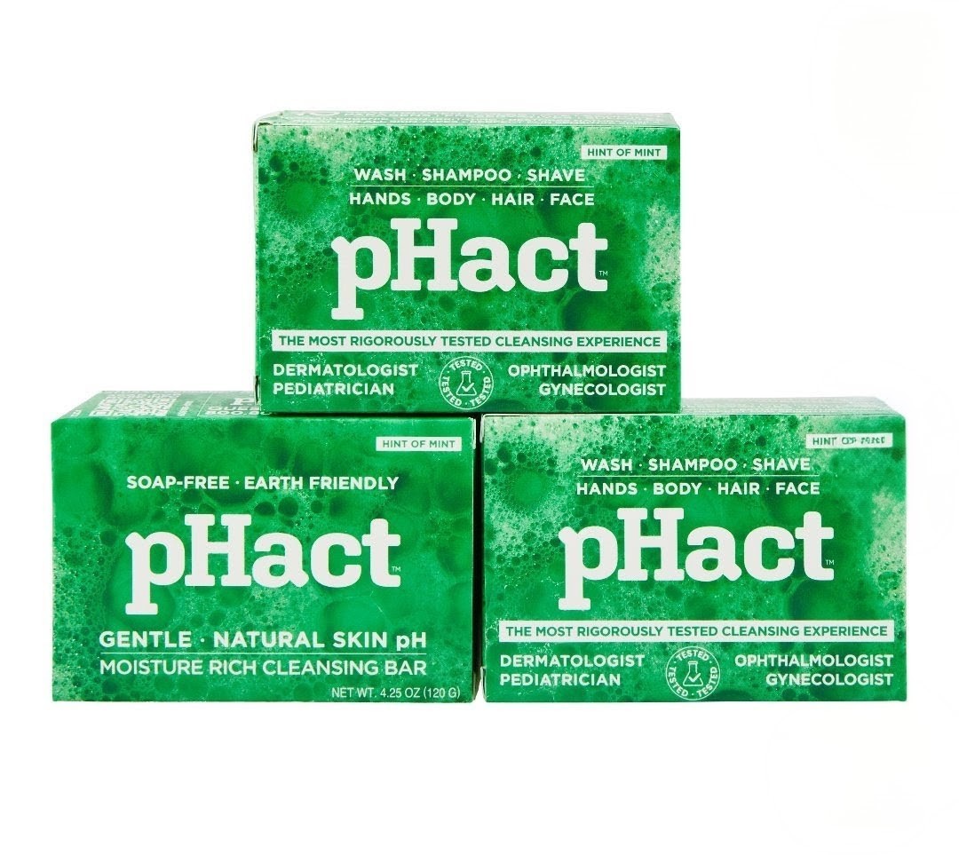 Andrew Lessman pHact Moisturizing Peppermint Cleansing Bar Soap 4.25 oz Set of 3