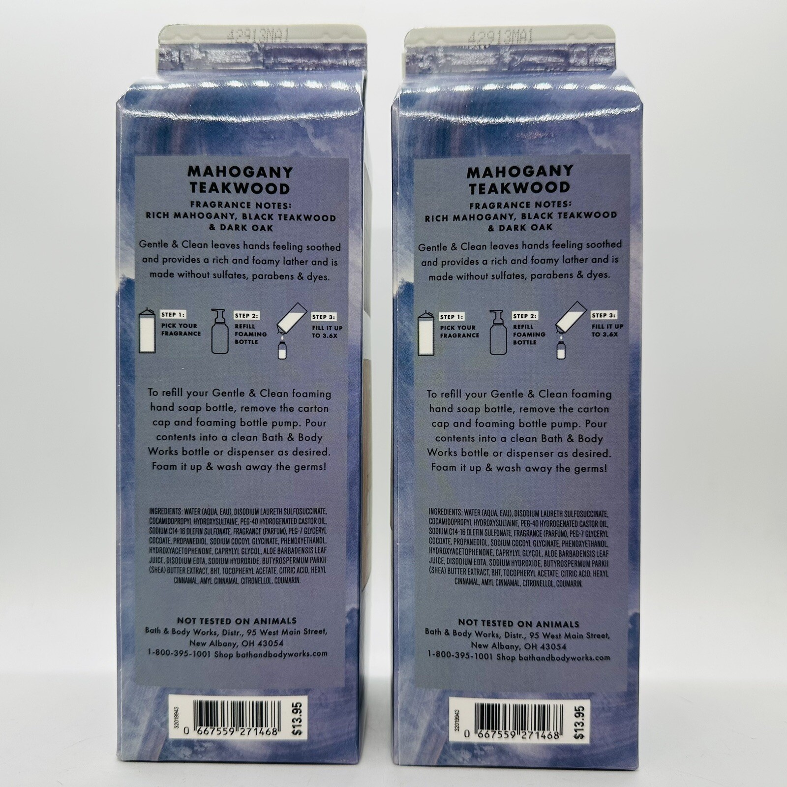 2/BATH & BODY WORKS MAHOGANY TEAKWOOD GENTLE CLEAN FOAMING HAND SOAP REFILL 32oz