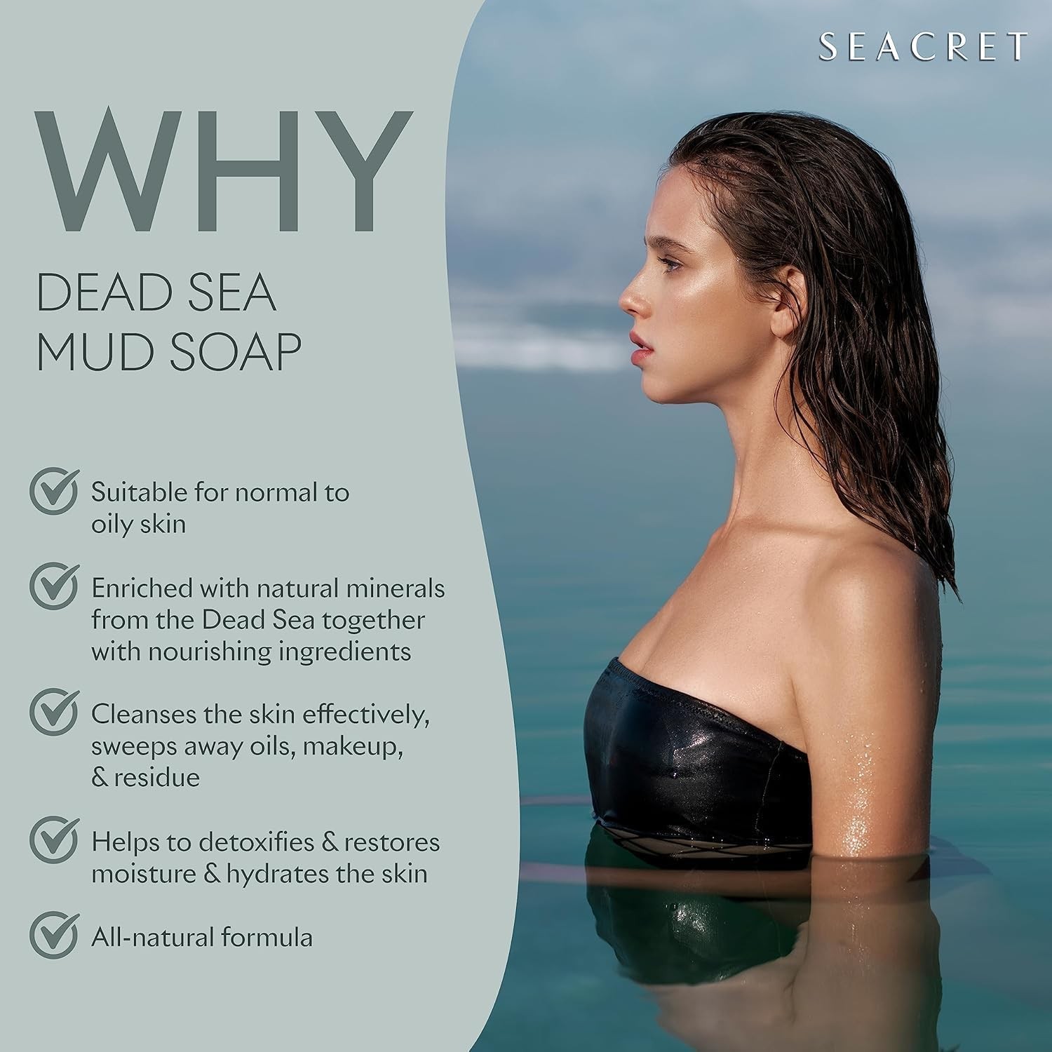 SEACRET Dead Sea Mud Soap Bar – Deep Pore 13.2 Ounce (Pack of 1), Black
