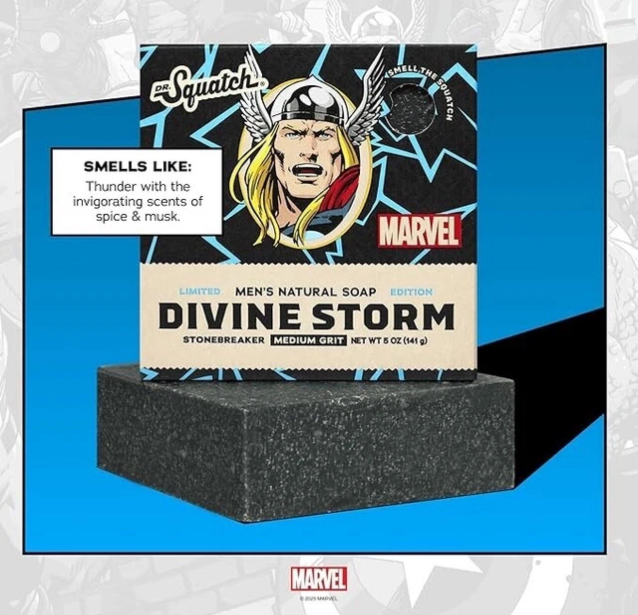Lot Of 4 Dr. Squatch Limited Edition DIVINE STORM Natural Soap Bar MARVEL THOR