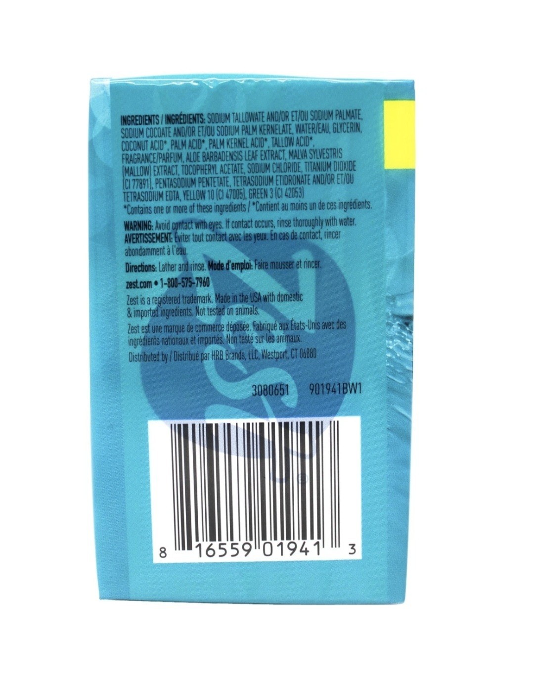 🆕️ Zest (4~BARS) 4.12 OZ. Bars *BONUS Size ●AQUA● Refreshing Deodorant Soap.