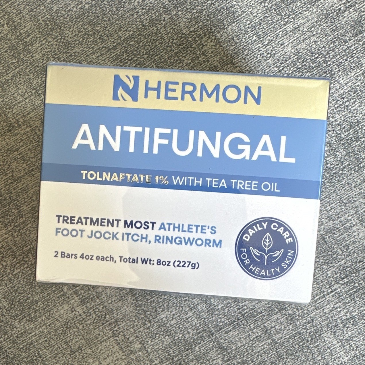 HERMON Antifungal Soap Tolnaftate 1% Tea Tree Oil, 2 Bars (8 oz/227 g)