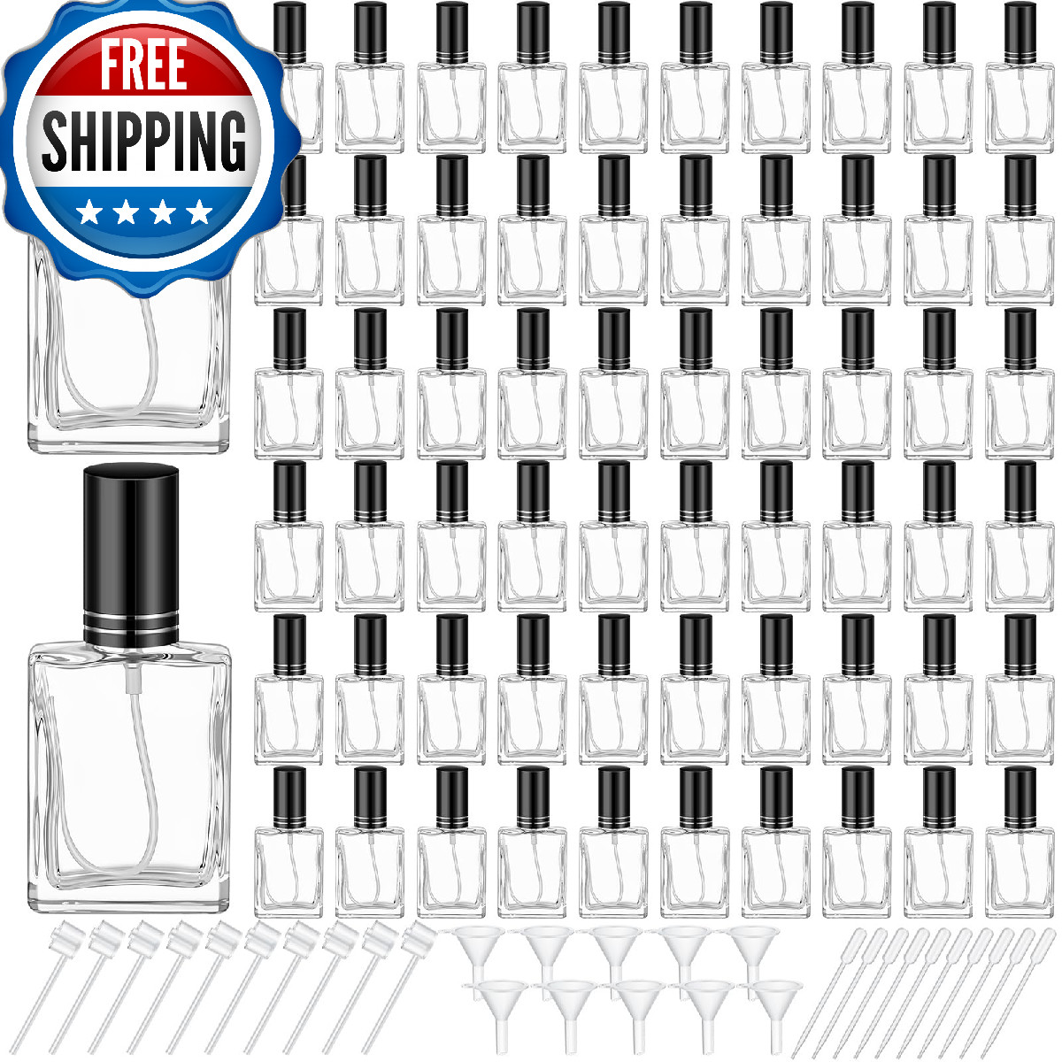Domensi 60 pcs 15ml Glass Perfume Bottles Mini Spray Atomizer Refillable Travel