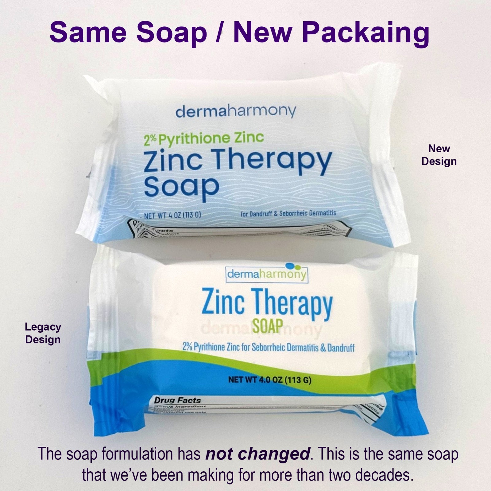 Five Pack – 2% Pyrithione Zinc (ZNP) Bar Soap – DermaHarmony 4 oz (Made in USA)
