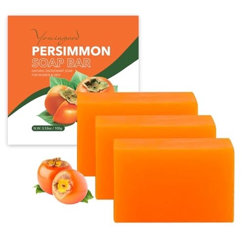 3 Pcs Persimmon Soap Bar for Body Odor Control Natural Refreshing Face Wash