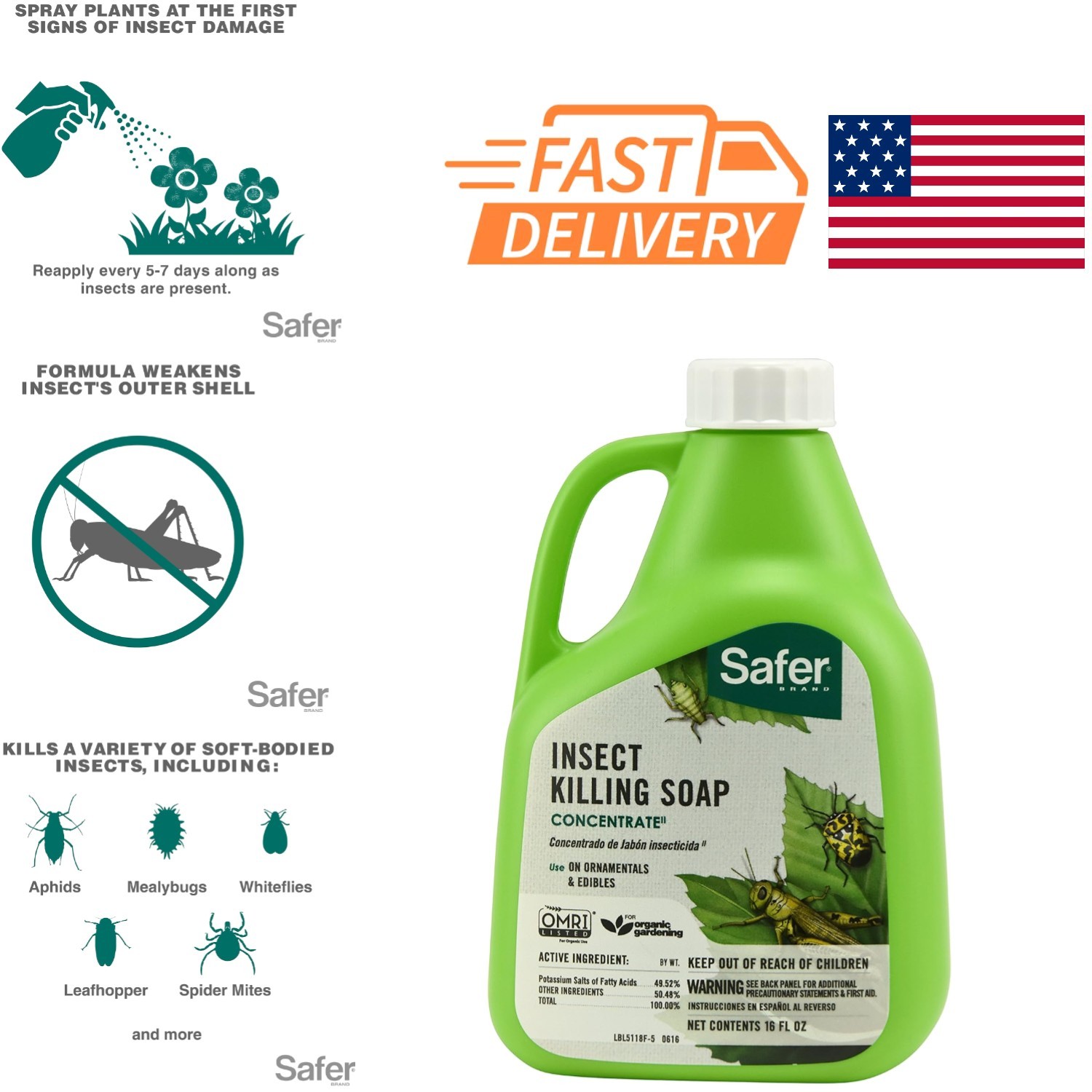 Insect Killing Soap Concentrate for Plants 6 Pack OMRI Listed Organic Use