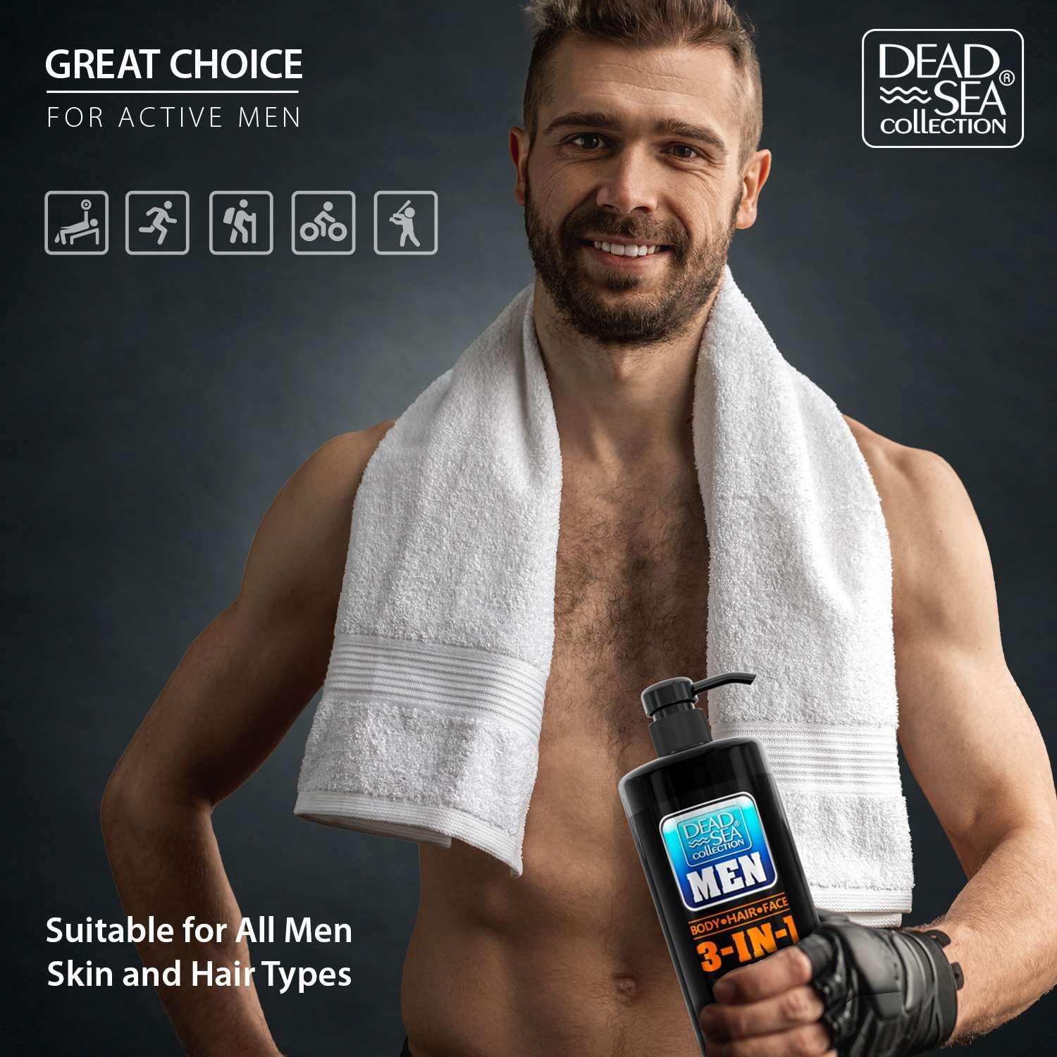 Dead Sea Collection Mens Body Wash 3 in 1 – 33.8 Fl Oz (Pack of 2), Citrus