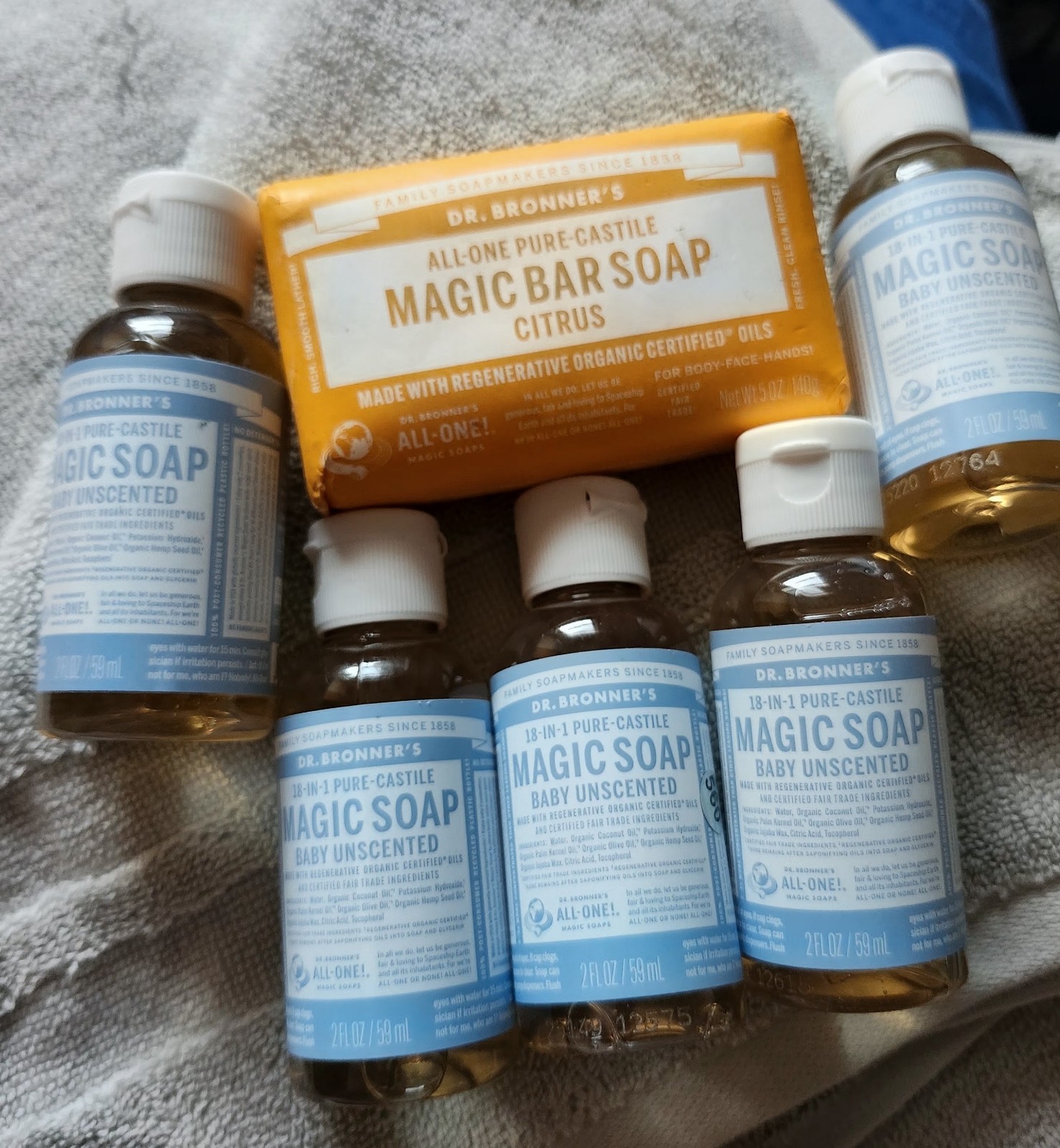 Dr. Broans Magic Soap Used Multi Use- Unscented 5 New 2 Oz +Soap Bar Citrus