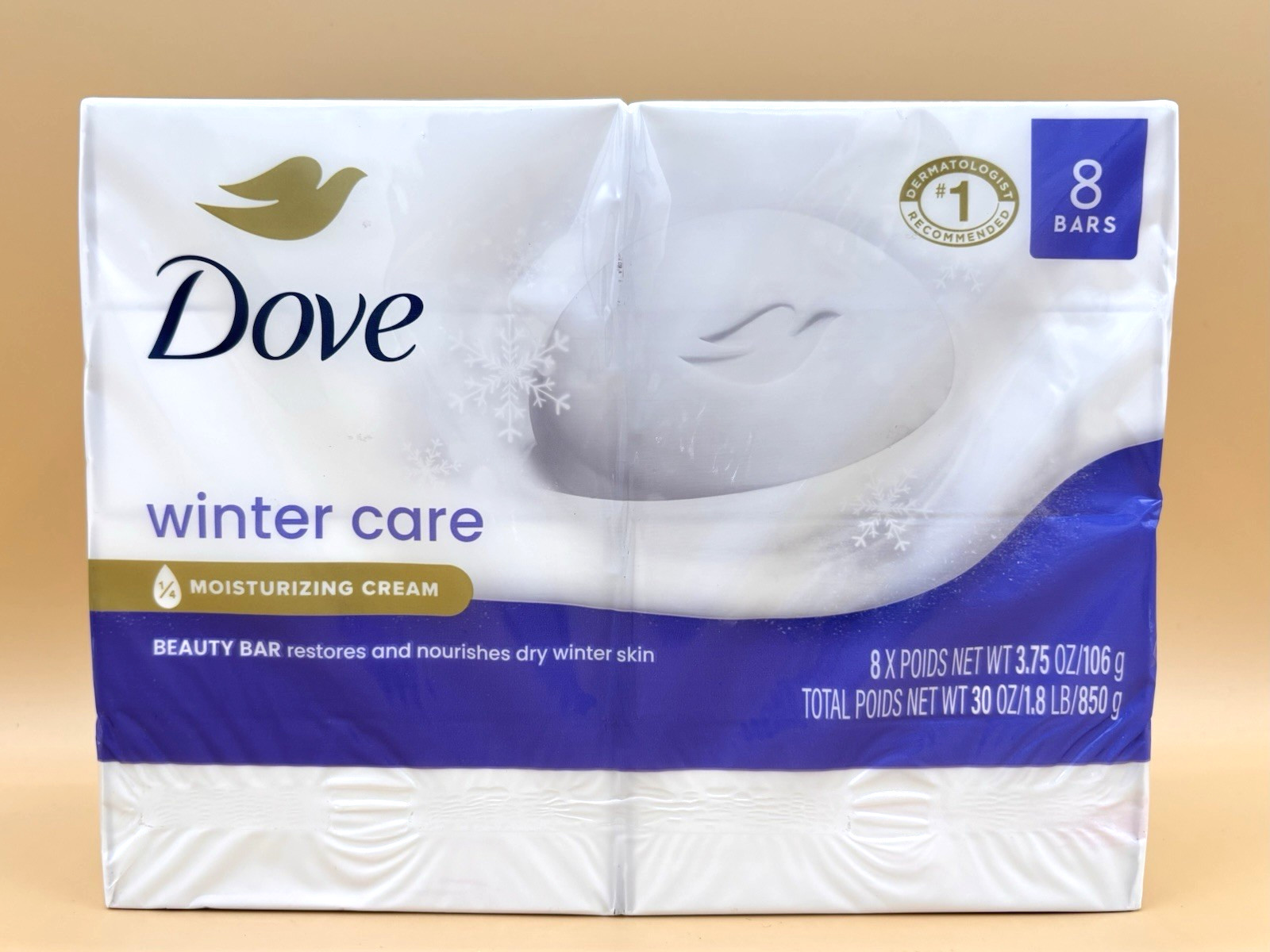 8 Dove Winter Care Limited Edition Moisturizing Cream Bar Soaps 3.75 Oz NEW