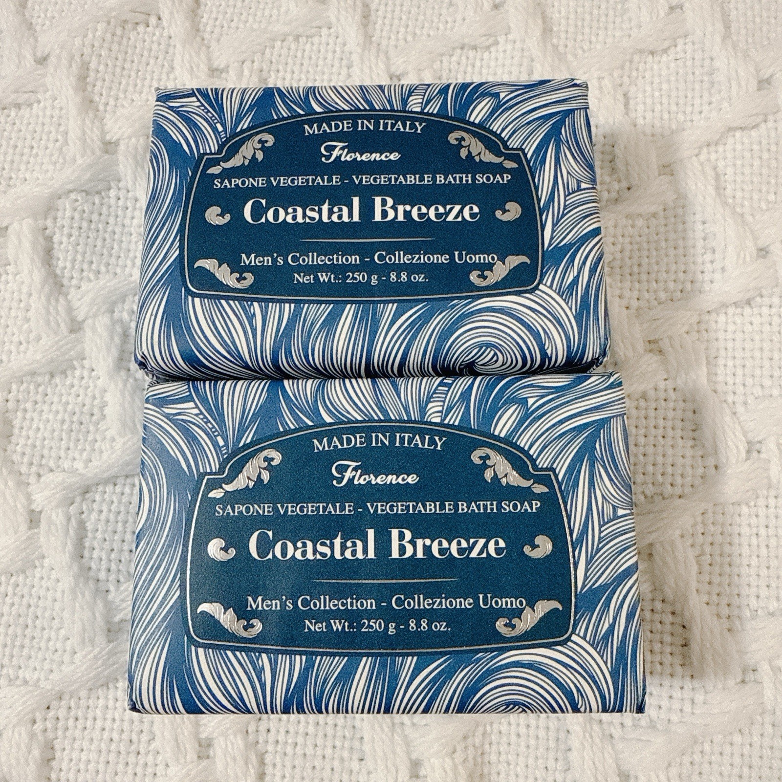2 SAPONERIE MARIO FISSI SRL 8.8 OZ Coastal Breeze Men Vegetable Bath Soap Italy