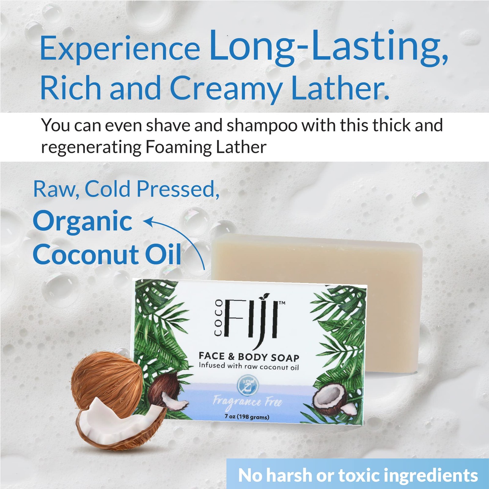 Coco Fiji Plant Based Soap Bar Pack Of 3 Moisturizing Vegan Coconut Cleanser
