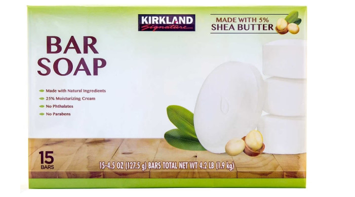 Kirkland Signature Bar Soap with Shea Butter, 4.5 Ounce (5 Count). NEW