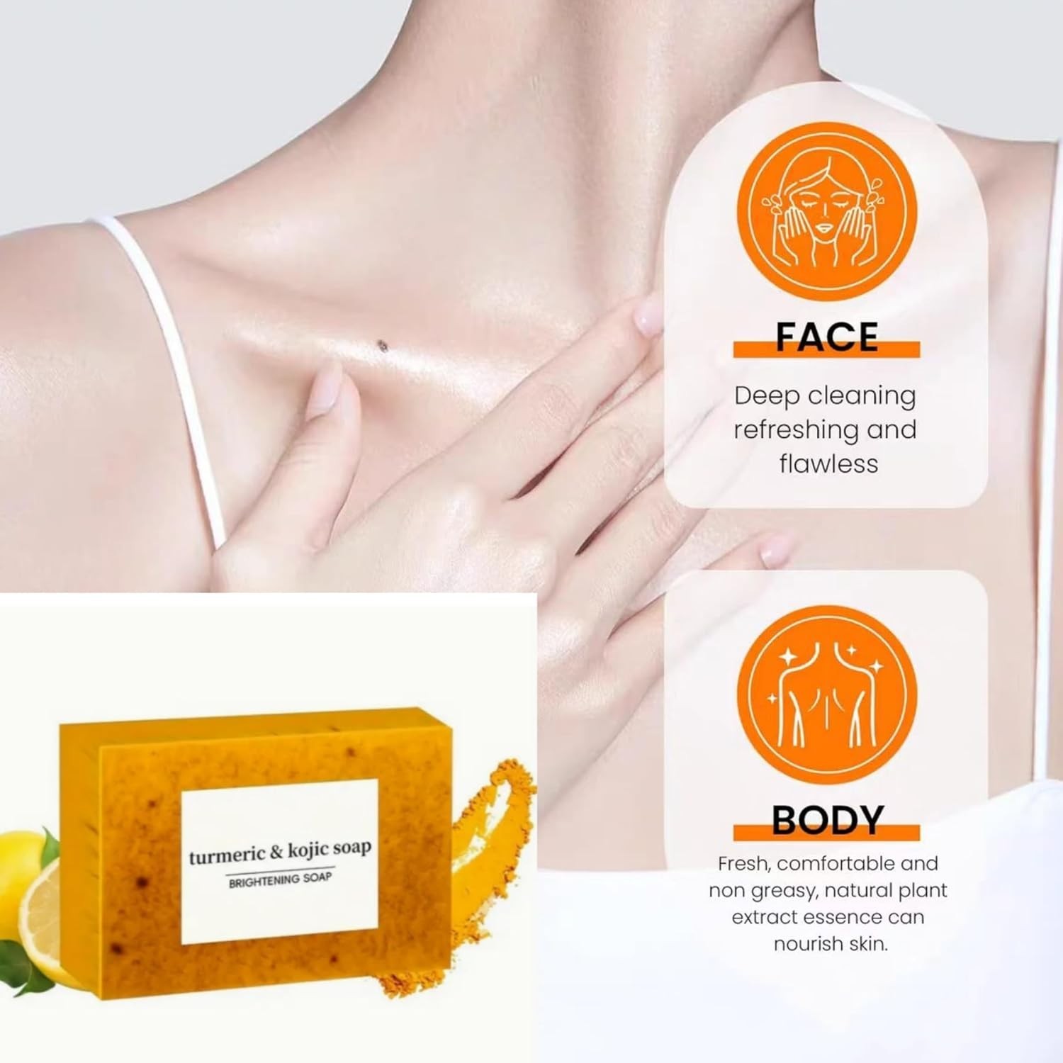 3 Bars Soap Turmeric Kojic Brightening Face/Body Acne/Dark Spots Men/Women/Teen