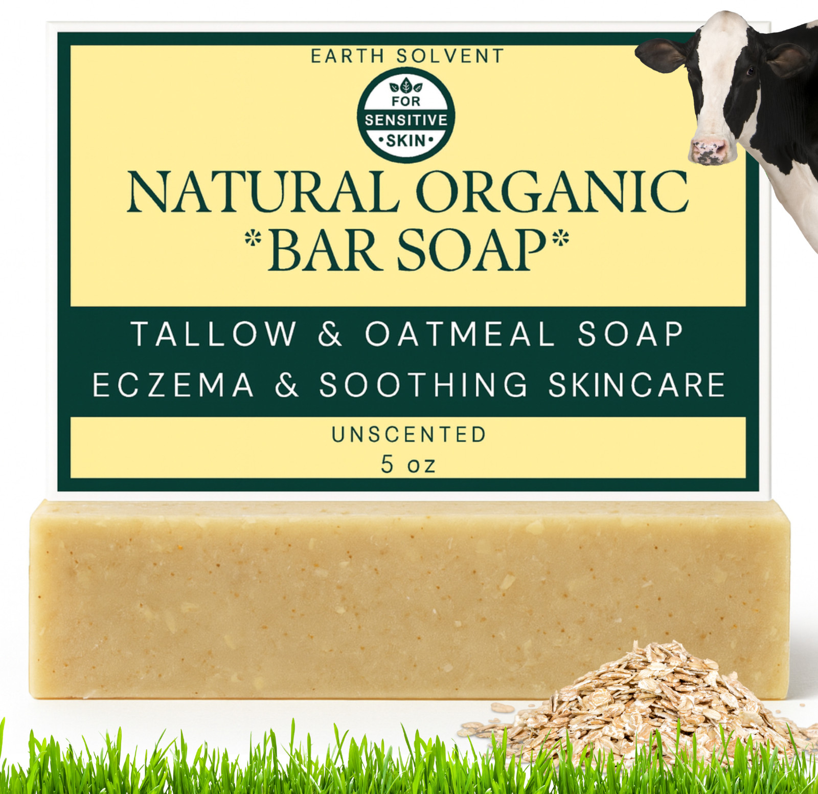 Grass Fed Beef Tallow Soap Bar – All Natural Organic Tallow Soap UNSCENTED 5oz