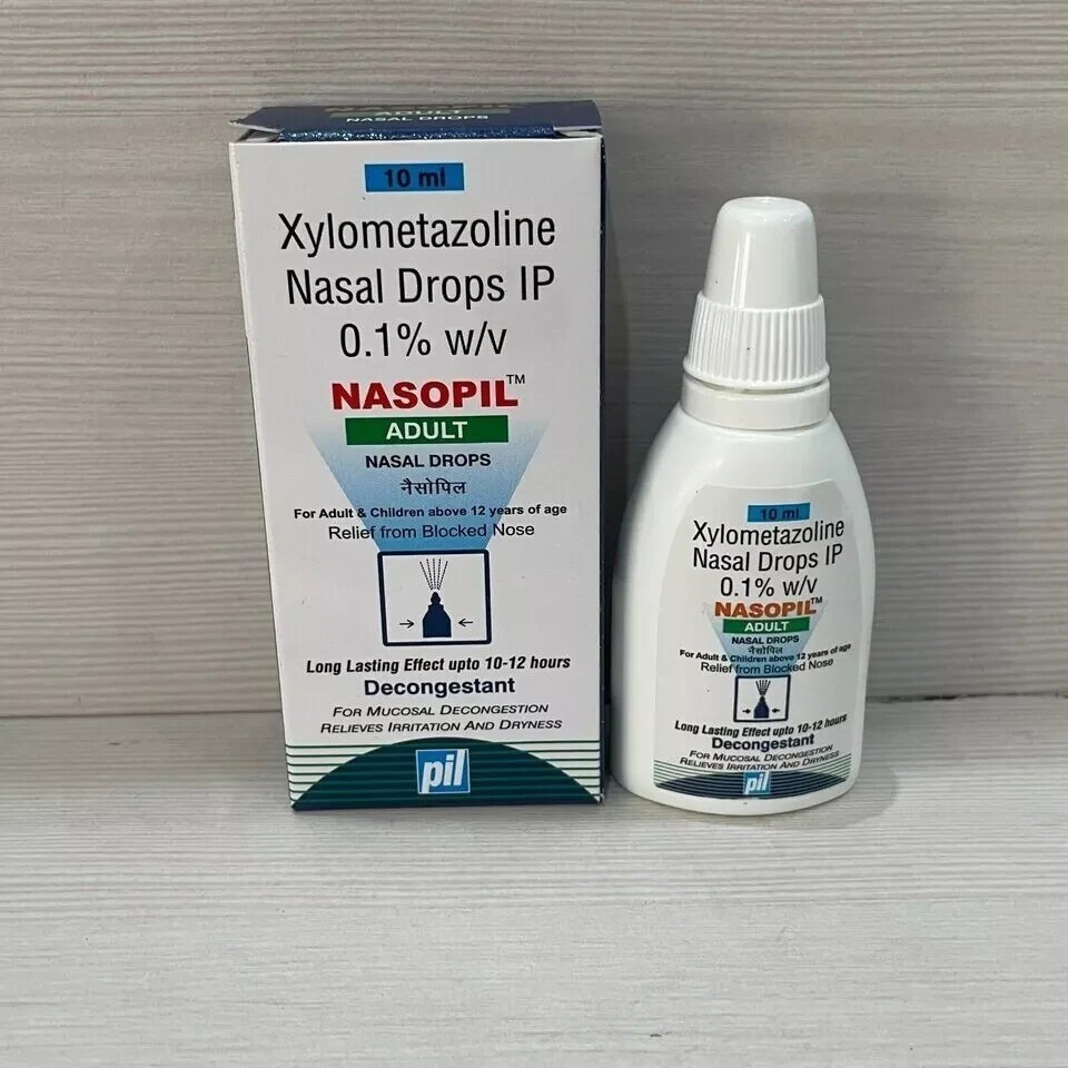 10X Nasopil Xylometazoline 0.1 Blocked Nose Relief for adult 10ml