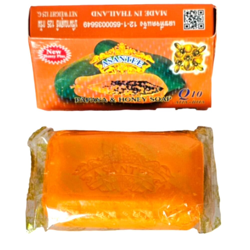 Asantee papaya soap honey herbal lightening thai extra bars face body 125g x 6