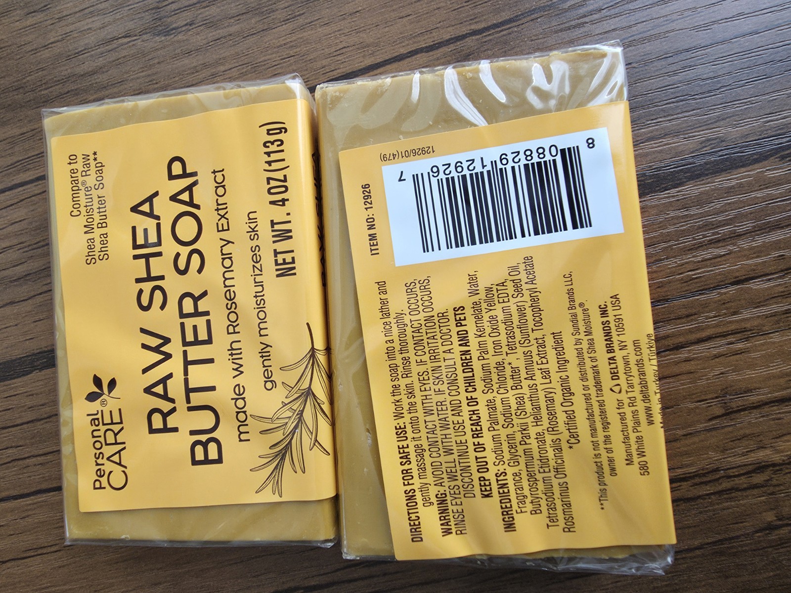 Personal Care Raw Shea Butter Soap, Rosemary Extract, Moisturizing 4 oz, 2pk