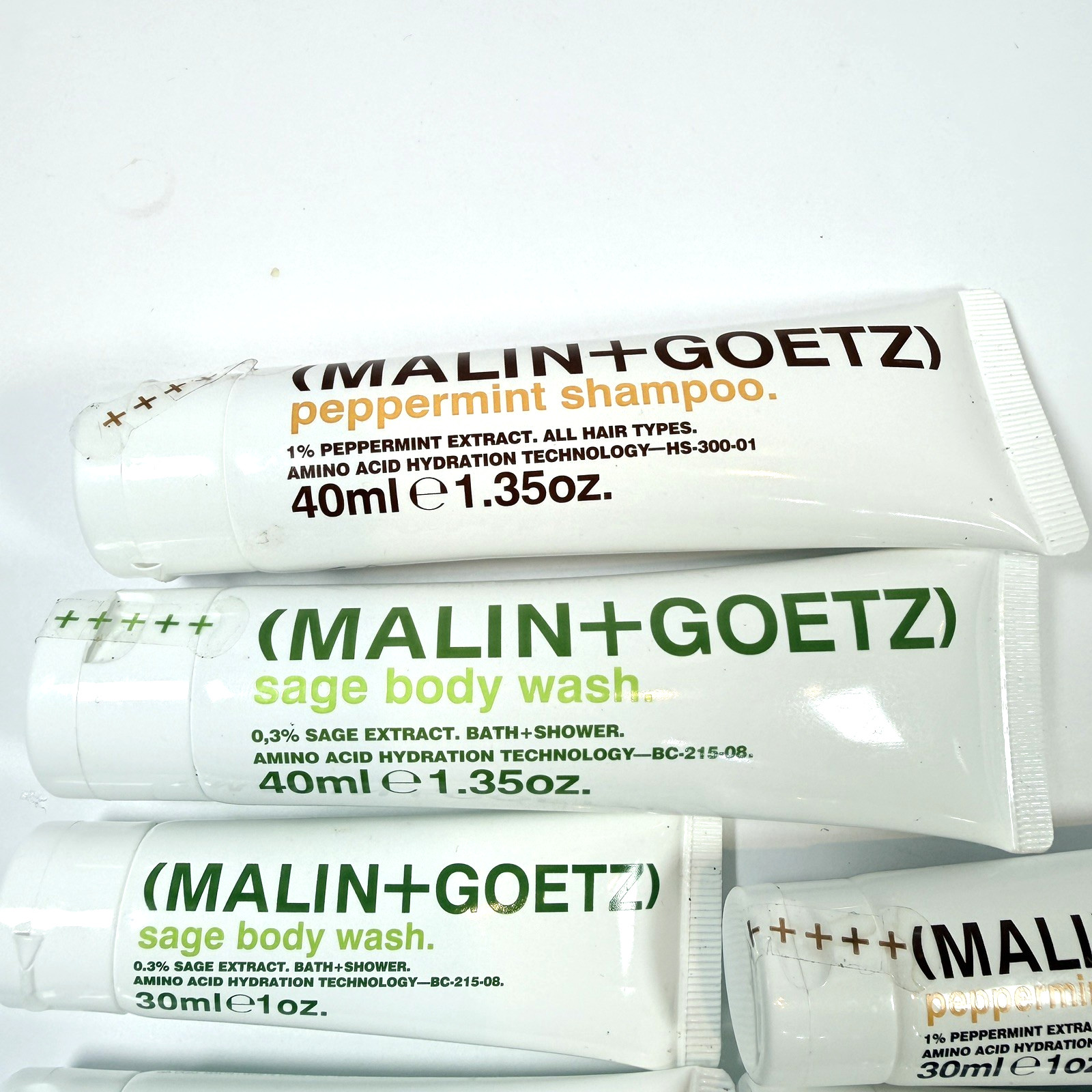 Malin & Goetz Sage Peppermint Shampoo Body wash Moisturizer 1- 1.35oz READ LOT 7