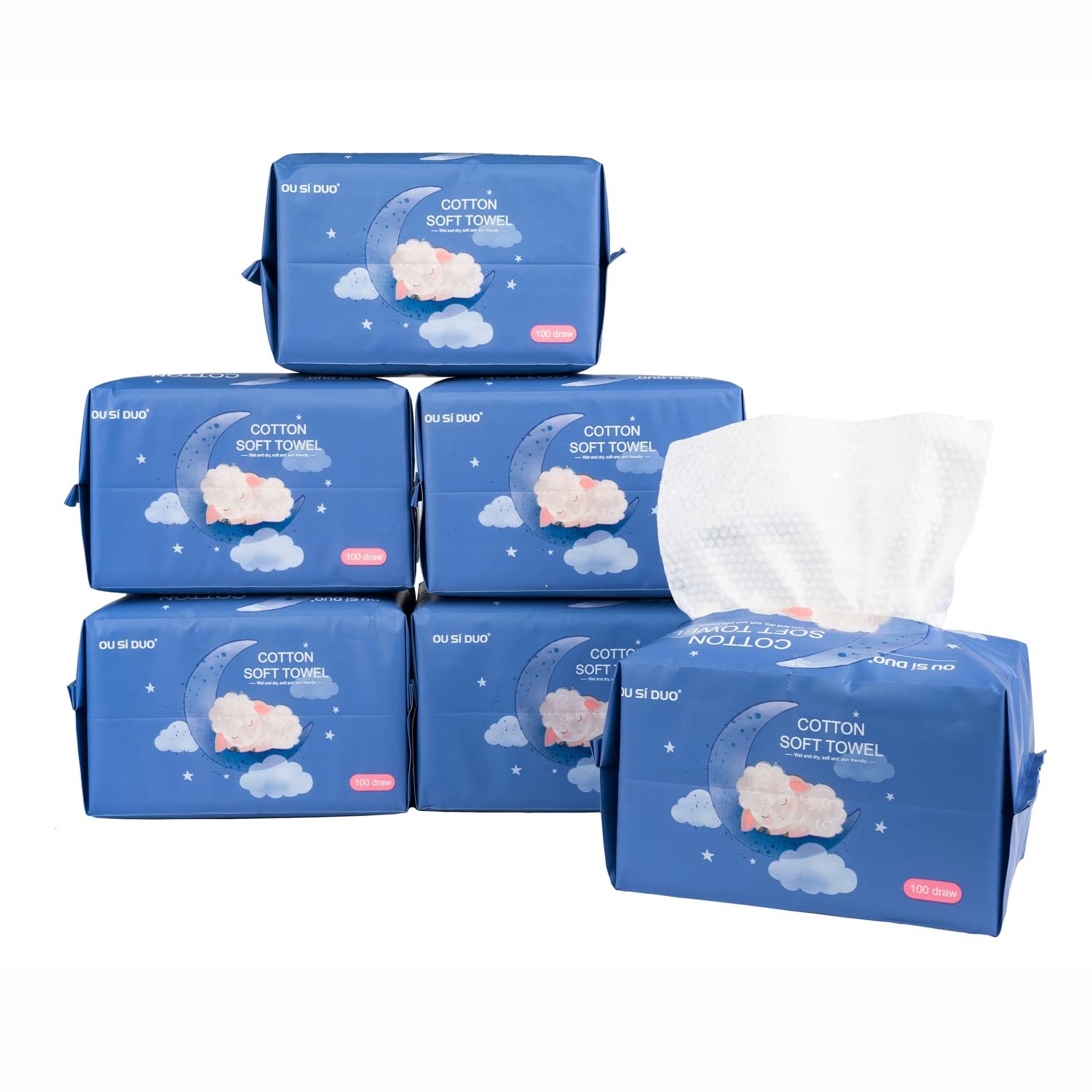 Dry Baby Wipes, Made of 100% cotton, Chemical-free 1 Count (Pack 600)