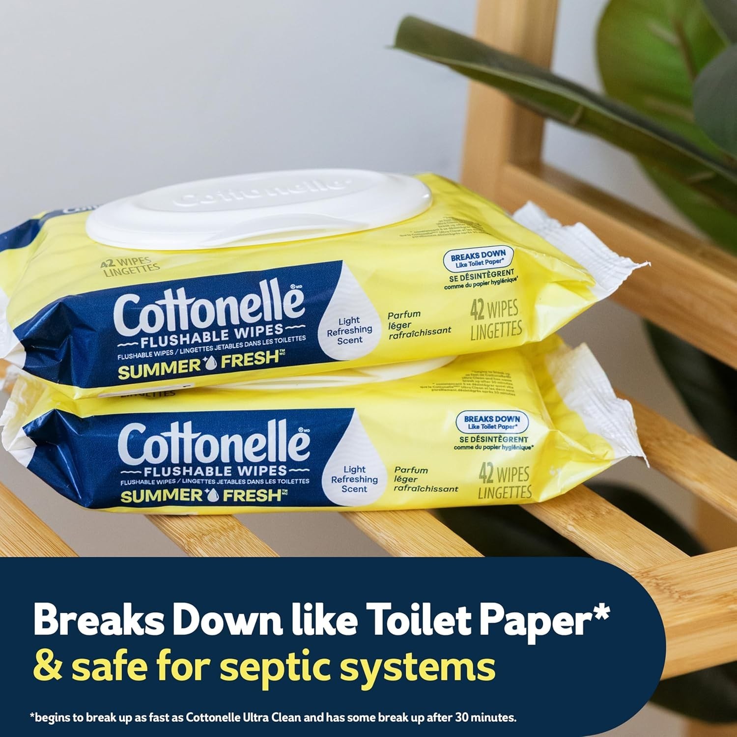 Summer Fresh Scented Flushable Wipes, 2 Flip-Top Packs, 42 Wet Wipes per Pack