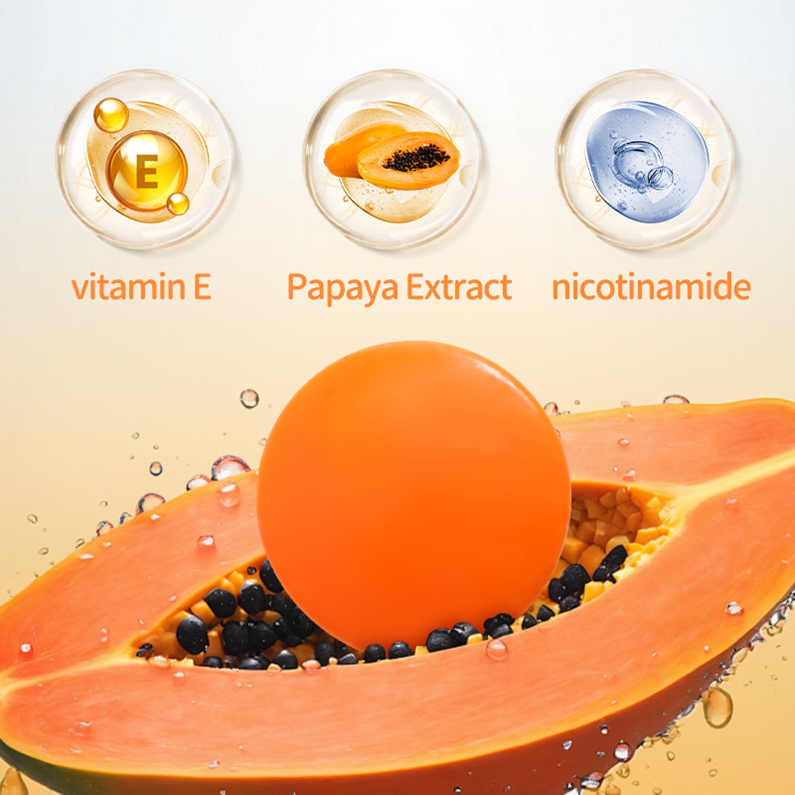 1Pcs Papaya Soap Oil Control Moisture Skin Handmade Soap for All Skin Types